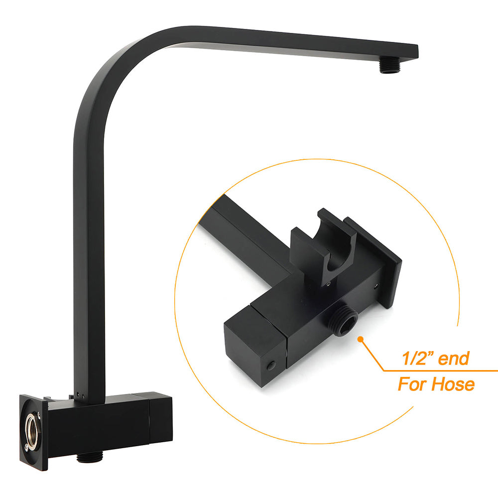 WELS Matt Black 10" Rain Shower Head 3 Mode Handheld Gooseneck Arm Diverter 2in1 Set Mixer