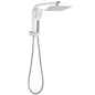 Chrome Square Twin Rain Shower 8" Head 3 Mode Handheld Diverter Wall Arm Set