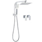 WELS Chrome Square Dual Rain Shower 8" Head 3 Mode Handheld Diverter Wall Arm Twin Taps Set