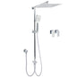 Double Square Shower Head 12" Rain Rose + 3 Modes Handheld Diverter Rail Arm Taps Set