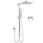 WELS Chrome Square 10" Rain Shower Head 3 Mode Handheld Sliding Rail Wall Arm Taps Set