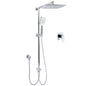 WELS Chrome Square 10" Rain Shower Head 3 Mode Handheld Sliding Rail Wall Arm With Mixer