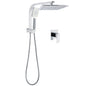 WELS Twin Square 10" Rain Shower Head 3 Mode Handheld Diverter Wall Arm Mixer Set
