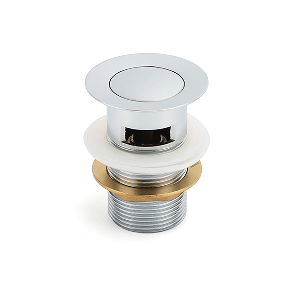 32mm Pop Up Push Brass Waste Plug Overflow Basin Sink Drain Chrome Kit Watermark