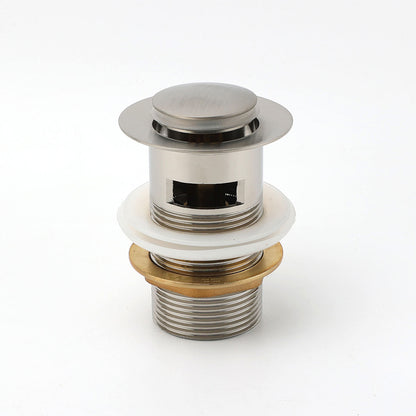 Brushed Nickel 32mm Push Pop Up Waste Plug Overflow Basin Sink Drain Outlet Kit