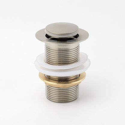 Brushed Nickel 32mm Push Pop Up Waste Plug Non-Overflow Basin Sink Drain Outlet