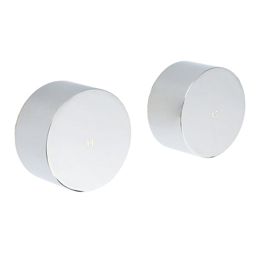 Polished Chrome Round 1/4 Turn Twin Shower Taps Set Hot Cold Water Switch Mixer