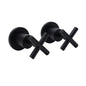 Matt Black 1/4 Turn Twin Taps Hot Cold Water Control Mixer For Bath Spout Shower