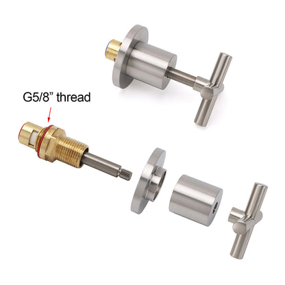 Brushed Nickel 1/4 Turn Twin Shower Taps Set Hot Cold Water Control Vanity Mixer