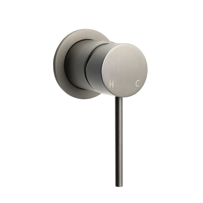 Gun Metal Round Small Face Wall Shower Mixer Hot Cold Bath Tap Valve Cartridge