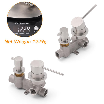 Brushed Nickel Round Bathroom Small Face Shower Mixer 2 Way Diverter Switch Set