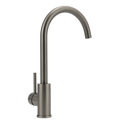 Gun Metal Round Kitchen Mixer Sink Tap 360° Swivel Laundry Basin Faucet Spout Set
