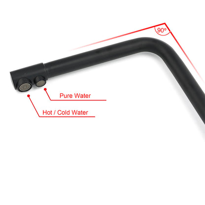 Matt Black 3 Ways Kitchen Mixer Tap Pury Water Sink Faucet 360 Swivel Spout Outlet