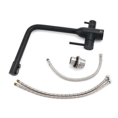 Matt Black 3 Ways Kitchen Mixer Tap Pury Water Sink Faucet 360 Swivel Spout Outlet