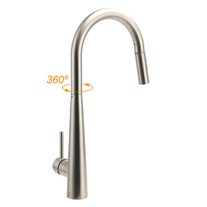 Brushed Nickel Pull Out Kitchen Tap Sink Mixer Faucet Spout 2 Modes Spray Outlet