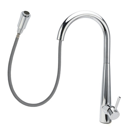 WELS Chrome Pull Out Kitchen Sink Tap Round Basin Mixer Faucet Flexible Spout