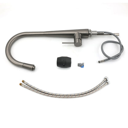 WELS Gun Metal Grey Pull Out Kitchen Sink Tap Basin Mixer Faucet Flexible Spout