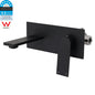 Matte Black Basin Mixer Bathroom Vanity Faucet Wall Mounted Tap Slim Flat Spout
