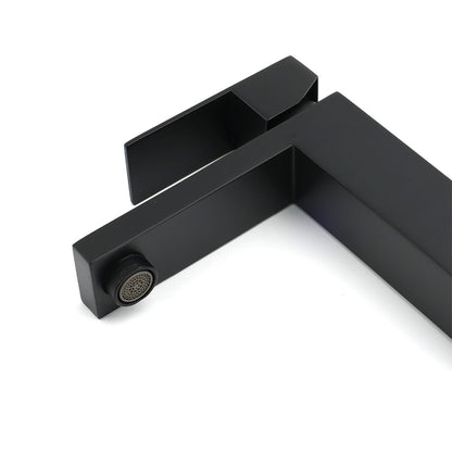 Matt Black Square Basin Counter Flick Mixer Tap Bathroom Vanity Faucet Outlet