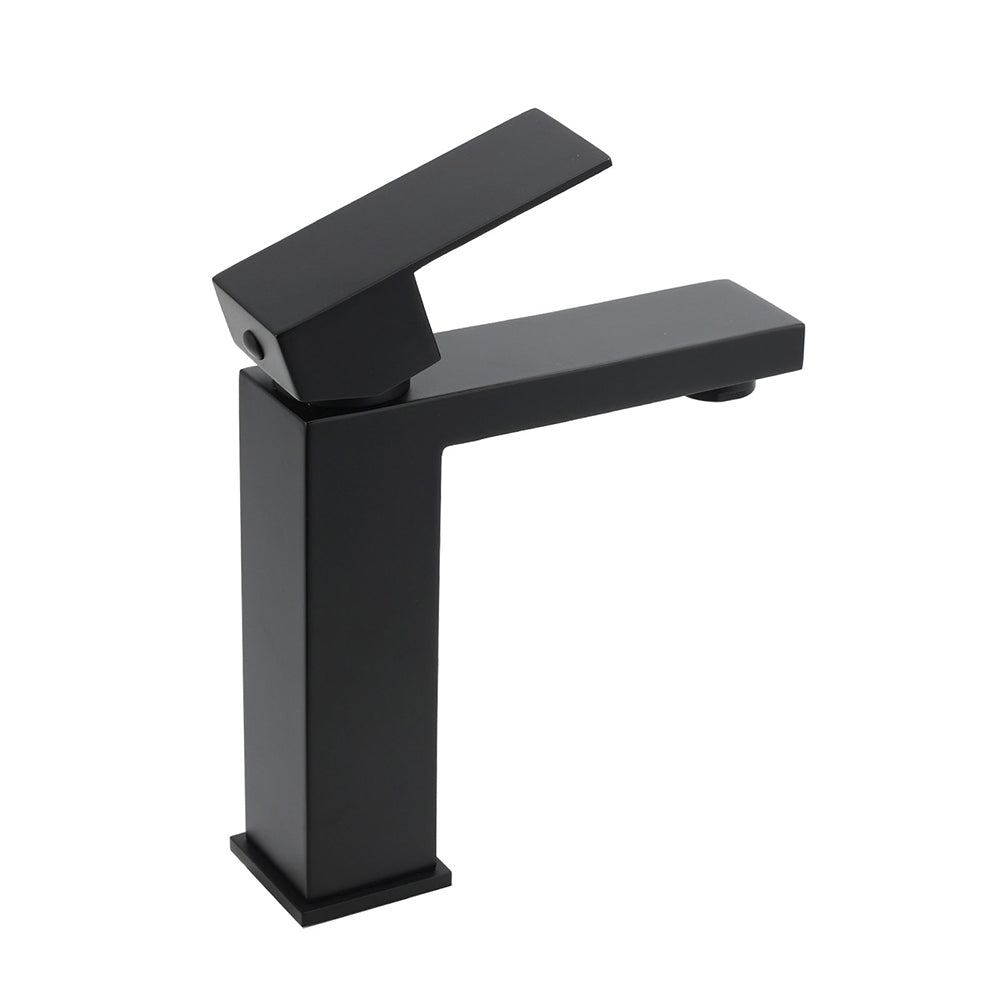 Matt Black Square Basin Counter Flick Mixer Tap Bathroom Vanity Faucet Outlet