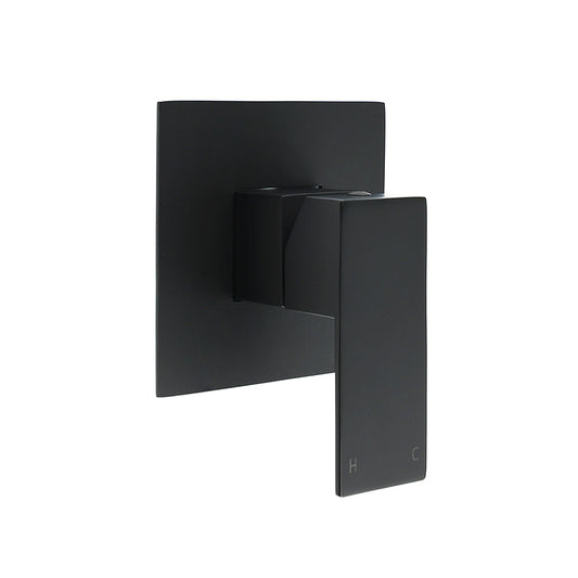 Matt Black Square Shower Mixer Hot Cold Tap Ceramic Cartridge Spindle Watermark