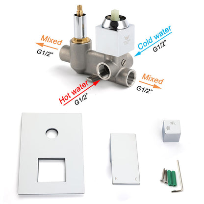 Bathroom Square Shower Mixer Diverter Tap Square Chrome For Spout Shower Head