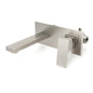 Brushed Nickel Square Wall Mount Basin Mixer Laundry Vanity Tap Spout Faucet Set