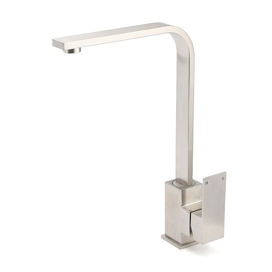 WELS Square Kitchen Sink Laundry Mixer 360º Swivel Faucet Tap Set Brushed Nickel