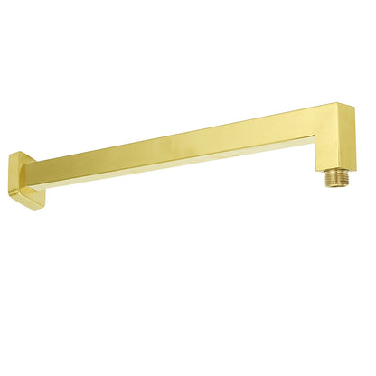 WELS Brushed Gold 10" Square Thin Rain Shower Head 400mm Straight Wall Arm Set