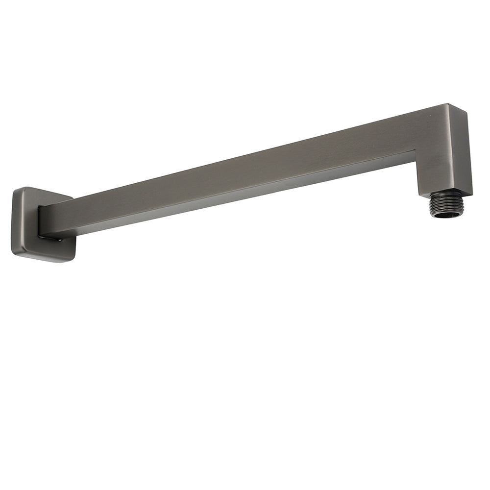 Gun Metal 8" Square Large Rainfall Shower Head 400mm Straight Wall Mounted Arm Set