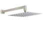 Brushed Nickel 12" Square Rainfall Shower Head + 400mm Straight Wall Mount Arm