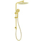 Brushed Gold Twin Shower Large Round 12" Rain Head Handheld Silde Wall Rail Arm