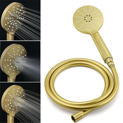 Brushed Gold Twin Shower Large Round 12" Rain Head Handheld Silde Wall Rail Arm Mixer Valve