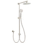 Brushed Nickel 2in1 Round 8" Stainless Steel Rain Head Shower Handheld Sliding Rail Arm Set