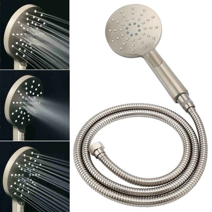 Brushed Nickel 12" Large Rain Head Twin Shower Handheld Sliding Rail Arm Set With Mixer
