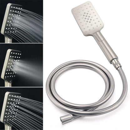 WELS Brushed Nickel 12" Rain Head Shower Square 3 Modes Handheld Sliding Rail Arm Mixer Dual Set