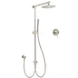 Brushed Nickel Round 8" Rain Head Shower 1 Mode Handheld Sliding Rail Arm Mixer 2in1 Set