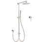 WELS Brushed Nickel Round 8" Rain Head Shower 1 Mode Handheld Sliding Rail Mixer 2in1 Set