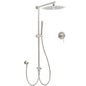 Brushed Nickel Round 12" Rain Head Shower Single Mode Handheld Sliding Rail Arm Mixer 2in1 Set