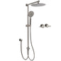 WELS Gun Metal 2in1 Round Shower 10" Rain Head 3 Mode Handheld Sliding Rail Twin Taps Set