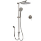 WELS Gun Metal Double Round Shower 10" Rain Head 3 Mode Handheld Sliding Rail Mixer Valve Set