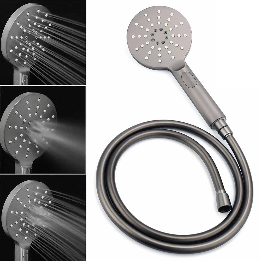 WELS Gun Metal Double Round Shower 10" Rain Head 3 Mode Handheld Sliding Rail Mixer Valve Set