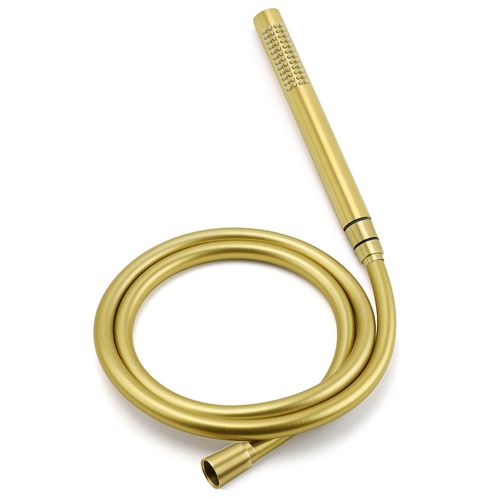 WELS Brushed Gold Shower 8" Round Head Stainless Steel Handheld Rose Sliding Rail Mixer Dual Set