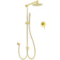 WELS Brushed Gold Twin Shower 8" Round Head One Mode Handheld Rose Sliding Rail With Mixer Set