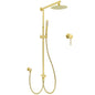 Brushed Gold Twin Shower 8" Round Head Single Mode Handheld Rose Sliding Rail Small Face Mixer Set