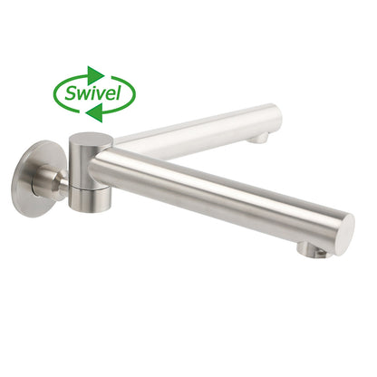 Brushed Nickel Round Basin Wall Mounted Faucet Outlet 180 Swivel Vanity Bathtub Spout