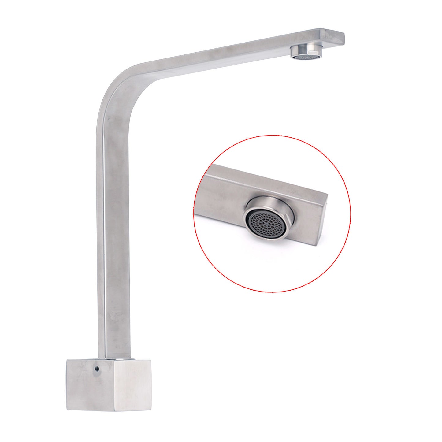 Brushed Nickel Square Spout Gooseneck Arm High Rise Bathtub Filler Water Outlet
