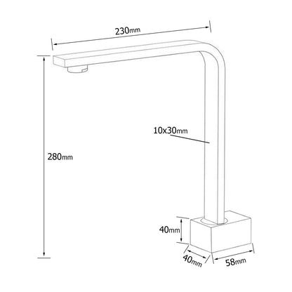 Brushed Nickel Square Spout Gooseneck Arm High Rise Bathtub Filler Water Outlet
