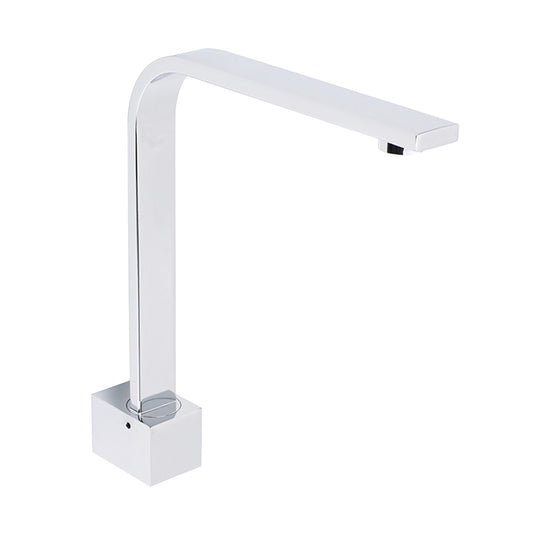 Square Chrome Gooseneck Arm Wall Mounted Swivel Bathtub Spout Faucet Outlet Set