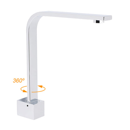 Square Chrome Gooseneck Arm Wall Mounted Swivel Bathtub Spout Faucet Outlet Set